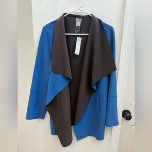 NWT Chico's Blue/ Brown Cape Jacket Womens Size Large